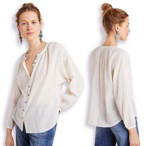 Anthropologie Martina Textured Cotton Button Down Blouse Women’s Size 08